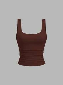 Sweetra Women's Casual Pleated Scoop Neck Tank Top, Summer - Multicolor - View 3