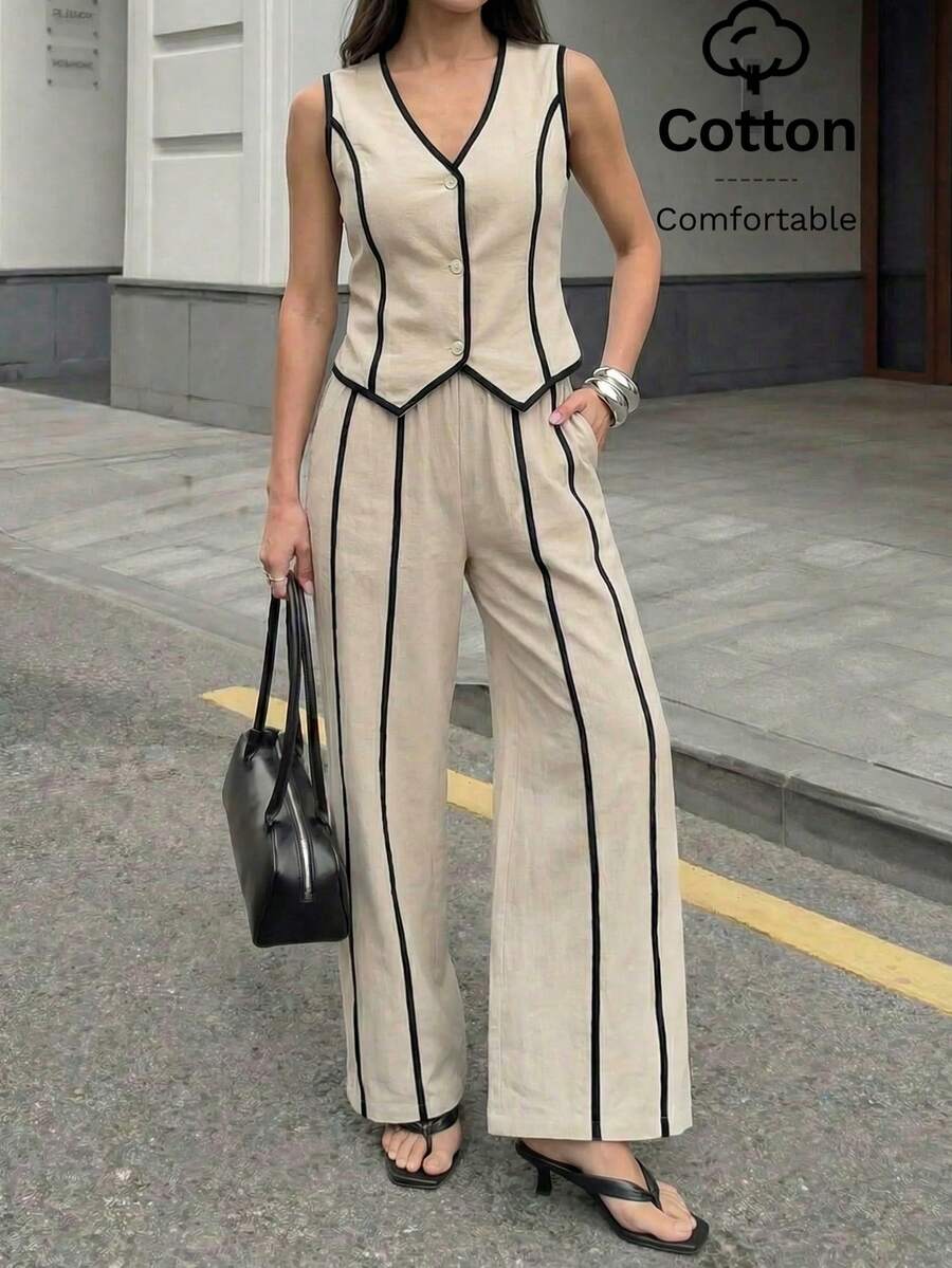 Firerie Women's Elegant Commuter Fitted Contrast Trim Waist 100% Cotton Shirt