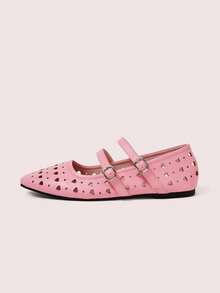 CUCCOO DOLLMOD Ladies Hollow Pu Cute Spring And Summer Style Mary Jane Shoes, Suitable For Festivals - Hollow pink - View 2
