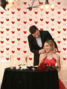 40件套 4组 红色 粉色 酒红色 心形花环挂饰 婚礼 情人节 毕业典礼 母亲节 派对 家居装饰 浪漫礼物 - 彩色 - 查看 8