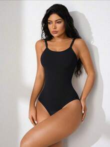 1pc Women's Seamless Comfortable Waist Cincher Bodysuit - Black - View 4