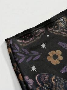 ROMWE Hippie Gonna mini copricostume con stampa floreale retrò e design con laccetti a frange, ideale per le vacanze - Viola - Visualizzare 4