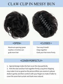 Tóc giả búi rối kẹp càng cua, tóc giả búi xoăn gợn sóng, tóc giả buộc búi scrunchie cho nữ, màu nâu trung bình có highlight, tóc giả búi kẹp càng cua, tóc giả búi rối, tóc giả buộc búi scrunchie cho nữ, màu nâu trung bình có highlight, tóc giả búi kẹp - Nhiều màu - Xem 5