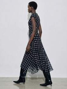 Vestido midi con volantes de escote en V sin mangas con estampado bohemio MAIJA - Negro - Ver 7