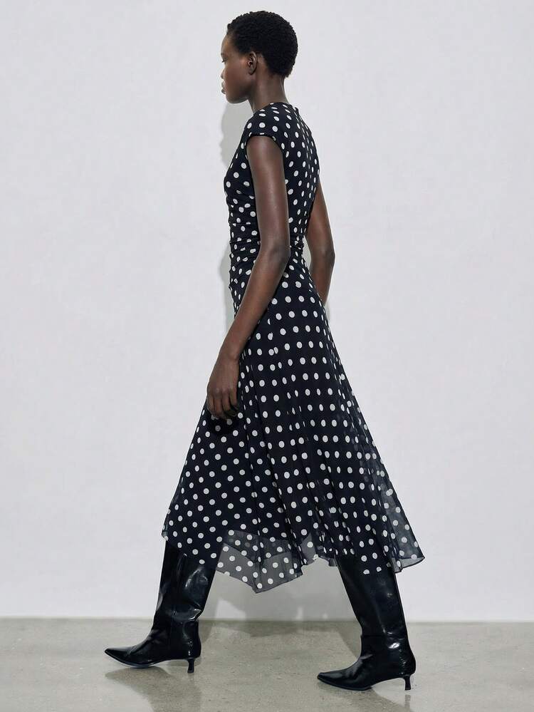 SHEIN Maija MAIJA Boho Printed Flowy V-Neck Sleeveless Tiered Midi Dress