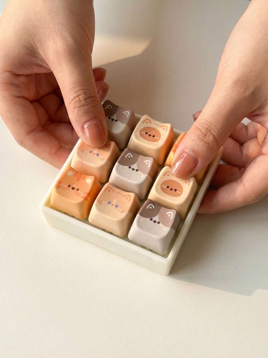 MINKOJA 1个猫咪键帽，3D打印底座，减压键，测试轴，可拆卸键帽 - 彩色 - 查看 1