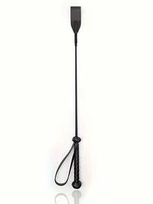 1pc PU Leather Riding Crop, Soft Flexible Flogger, Stage Prop With Non-Slip Braided Handle And Wrist Loop, Horse Riding Training Accessory - Black - View 6
