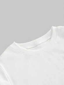 ROMWE Y2K Áo thun nữ kiểu dáng thường ngày, chất liệu satin, điểm xuyết ruy băng. - trắng - Xem 3