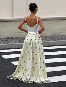 Muchica Women's Vacation Woven Elastic Waist Tiered Hem Skirt, Suitable For Spring, Summer And Autumn - White - View 2