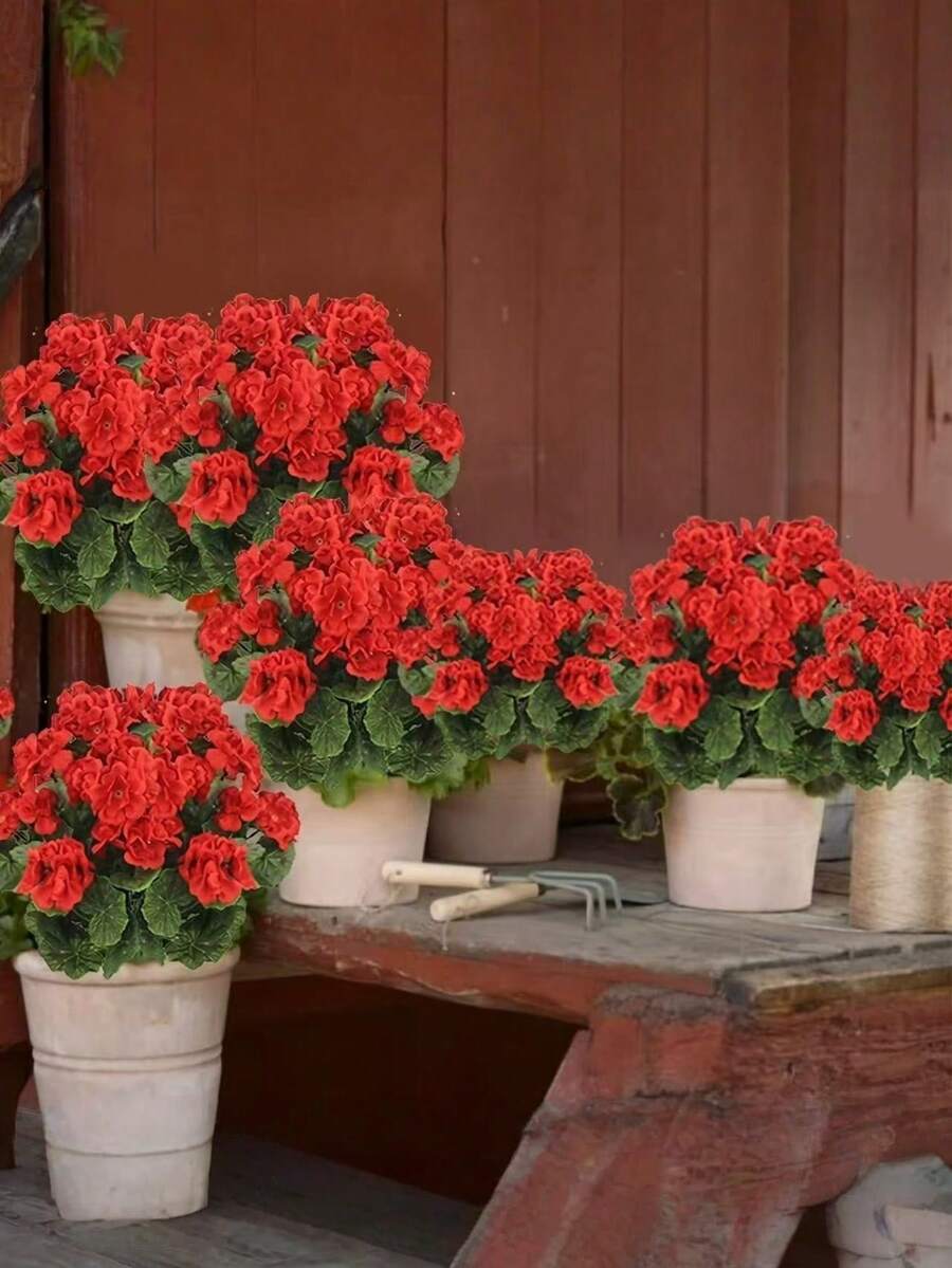 1pc Artificial Crabapple Blossoms For Outdoor Use, Silk Flower Shrub, Suitable For Outdoor Planters, Indoor Garden, Yard, Grave Site, Dining Table Centerpiece Decor - Multicolor - View 1