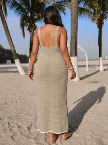 GalTyme 大码春秋季假日钩针长款毛衣连衣裙 - 彩色 - 查看 2