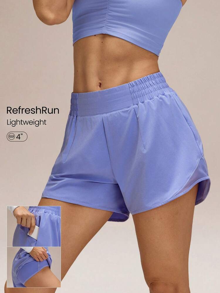 4" VitalSwift Quick-Dry Ultralight Mid-Rise Waist Drawstring Waist Reflective Running Shorts With Built-In Anti-Odor Underwear Zip Pocket High Impact Workout Running Training