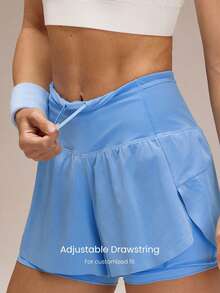 GLOWMODE 4'' VitalSwift Quick-Dry Multi-Pocket High-Rise Waist Adjustable Drawstring Waist Running Shorts With Built-In Anti-Odor Underwear Workout Running Training - Blue - View 5