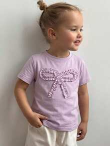 Dazy Kids Tween Girl Round Neck Short Sleeve Knit T-Shirt Fall Clothes Summer,Back To School Clothes - Lilac Purple - View 2