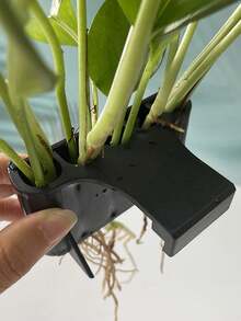 1个带穿孔水生植物盆的悬挂式水族箱植物架，适用于水生植物、水族箱造景装饰 - 黑色 - 查看 6