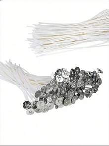 50PCS Scented Candle Wicks Set 098 354 629 Inch Length Free Pre Waxed Cotton Core For DIY Candle Making Supplies Home Decor Birthday Party Wedding Favors Craft Essential - White - View 2
