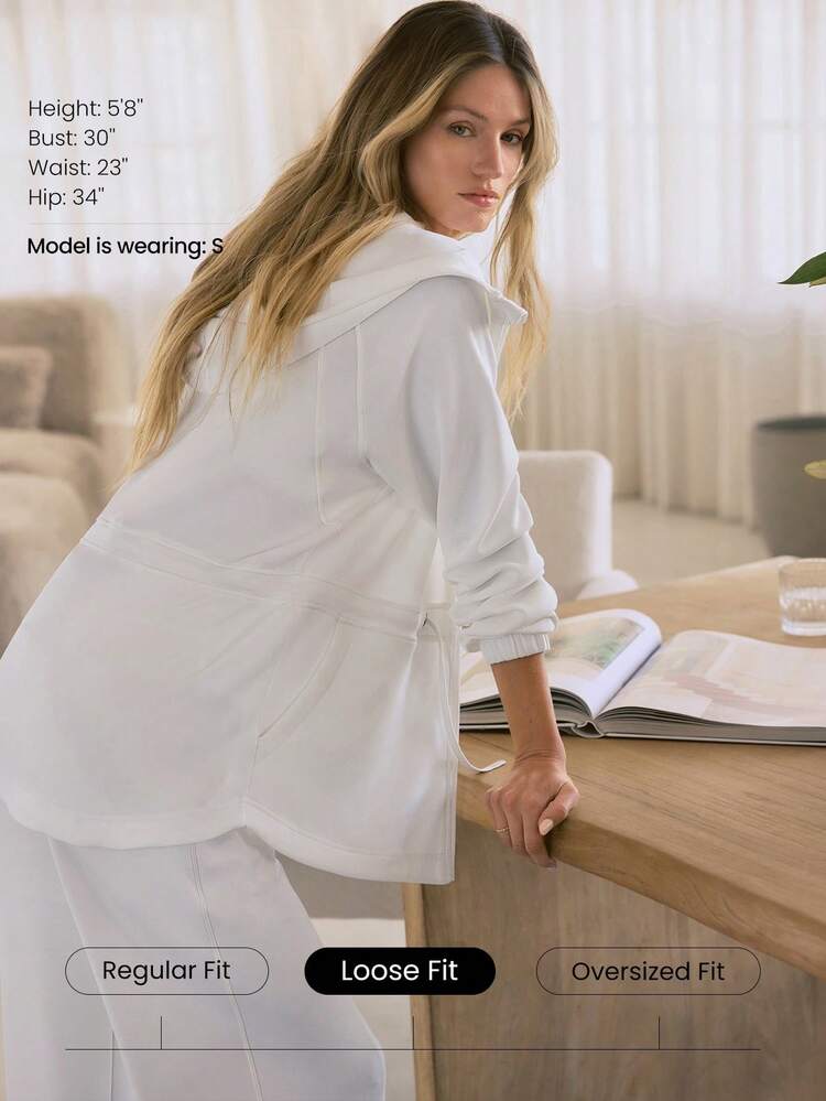 Softserene Modal Décontracté MVP Coupe Relaxée Doux Soyeux Respirant Veste à Capuche Zippée Longueur Hanches Portée Quotidienne Décontractée