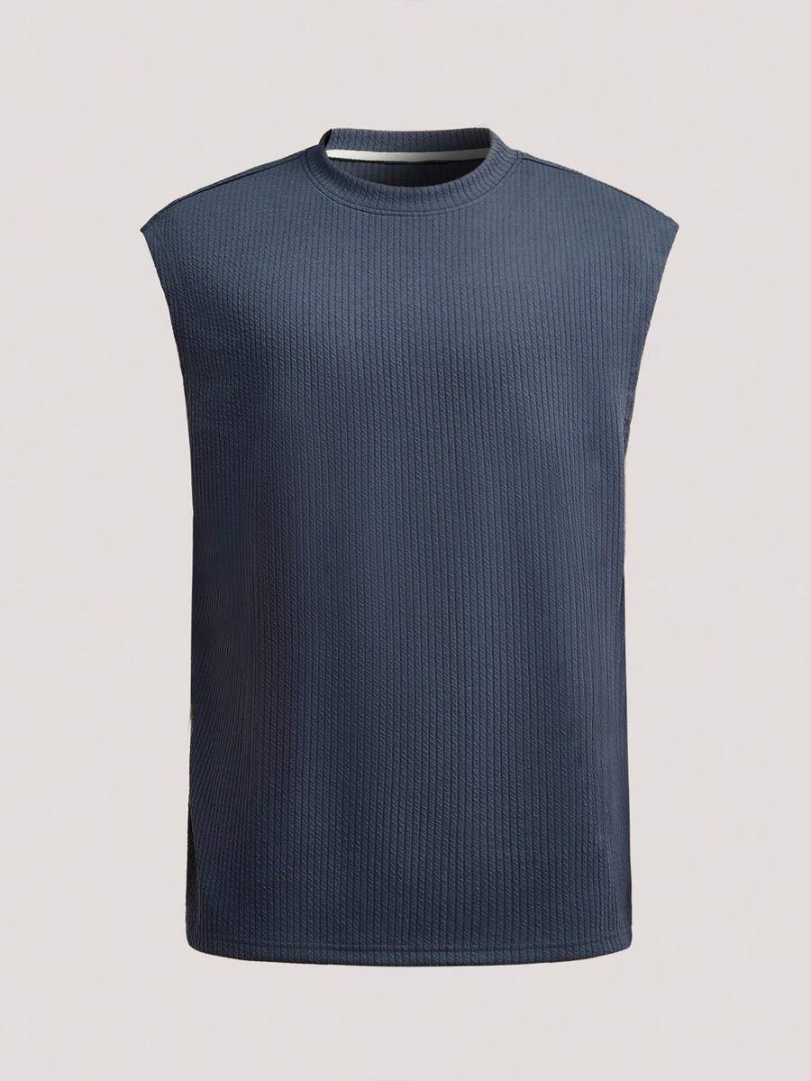 Driftmere Men's Solid Color Stand Collar Casual Versatile Summer Tank Top - Grey - View 1