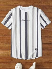 GENTILAND 男士休闲条纹短袖T恤，街头风 - 彩色 - 查看 7