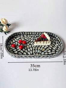 Scandinavian Luxury Natural Shell Tray With High-Quality Design, Wooden Tray With Mother-Of-Pearl Decoration, Suitable For Home Use, Worthy Storage Solution For Desktop Or Tabletop Organization - Multicolor - View 9