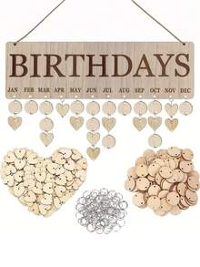 1 Set Wooden Family Birthday Reminder Board Wall Mounted With Labels Calendar Display Stand For Home Classroom Office Birthday Gift Mom Teacher Grandmother - Multicolor - View 3
