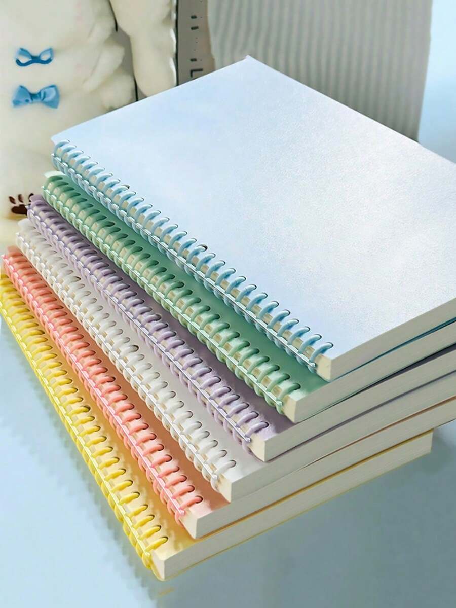 120-Page Spiral Bound Notebook - Blue Minimalist Cover, Portable Ledger For Accounting, Note-Taking & Planning, Perfect For School, Work, Gift (Teacher's Day, Graduation) - Multicolor - View 1