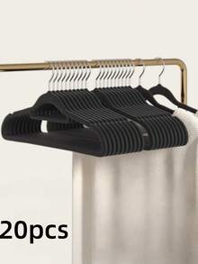 5/10/20/40/60/100个装 绒面衣架 防滑无痕 防肩部碰撞 加厚塑料材质 结实耐用 适用于家居衣物收纳 成人衣架 适用于西装、外套、连衣裙、牛仔裤、靴子等收纳 - 彩色 - 查看 11