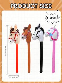 95cm Inflatable Horse Head Stick 4 Packs, PVC Brown/Black/White/Pink, Party & Stage Performance Props, Halloween Christmas Gifts, Outdoor Team Games - Multicolor - View 2