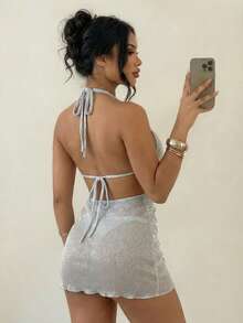 Slaydiva Áo khoác ngoài đi biển gợi cảm dành cho nữ, hàng mới về mùa xuân/hè. - Bạc - Xem 2