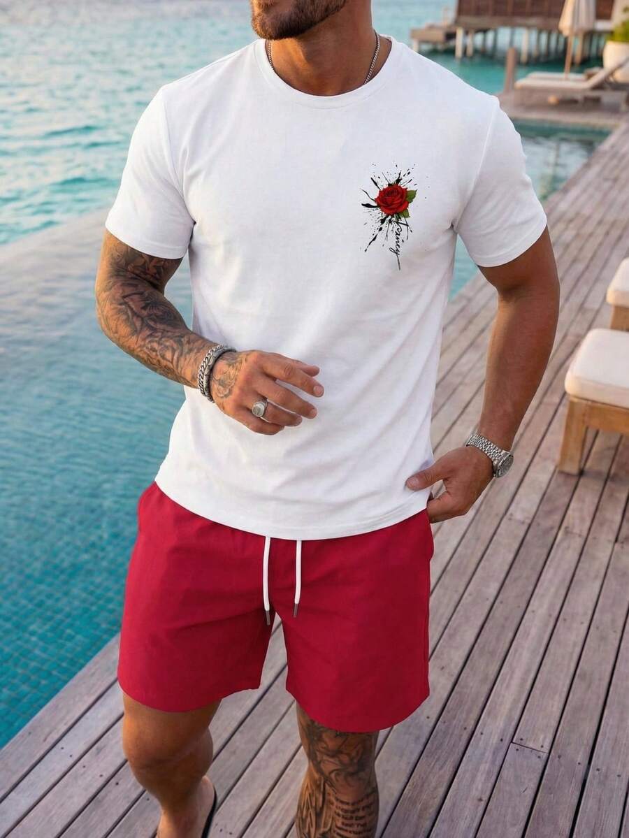 VIVINTIMO Bộ đồ nam gồm áo dệt kim ôm sát và quần short dệt kim. - Nhiều màu - Xem 1