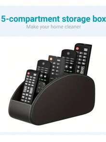 Five-Compartment Remote Control Storage Box - Suitable For TV/DVR/Cable TV Set-Top Box, Space-Saving, Suitable For Living Room, Home Office, Bedroom - Suitable For Remote Controls - Can Also Be Used As A Desktop Storage Box To Store Glasses, Pens, Media Players And Remote Controls, Classic Design, Sturdy Structure, Ideal For Office Use. - Multicolor - View 3