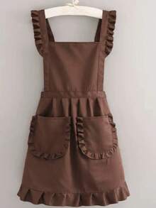 Women's Princess Apron – Ruffled Hem Adjustable Waist, Breathable H-Line Silhouette, Machine Washable For Kitchen Salon - Multicolor - View 7