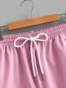 Sorvial Men's Standard Size White Short Sleeve T-Shirt And Pink Woven Shorts Set - Multicolor - View 5