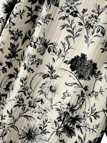 Linhara Áo kiểu nữ cỡ lớn tay ngắn in họa tiết hoa lan, thắt nơ. - Nhiều màu - Xem 6