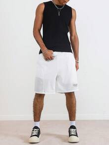 Manfinity Hypemode Men's Casual Vacation Style Double Layer Sports Shorts - White - View 5