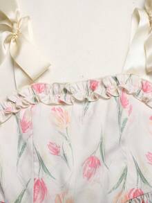 SHEIN Đầm maxi in hoa mùa hè cho bé gái tuổi teen - Màu be - Xem 6