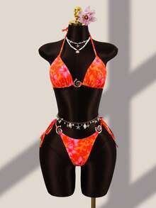 Zestiva Bộ đồ bơi 2 mảnh in hoa, buộc dây cổ, khoét rỗng dành cho nữ, thích hợp cho kỳ nghỉ hè hoặc đi biển. - Nhiều màu - Xem 3