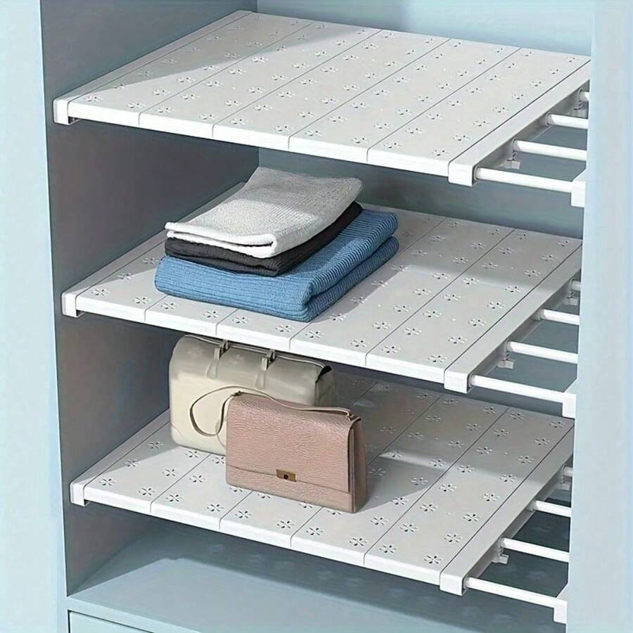 1 pieza Divisores ajustables para estantes de armario - Organizador expandible para armario, baño, almacenamiento de cocina - Instalación sin taladrar, fácil con almohadillas de viscosa incluidas - Sistema de partición versátil Artículos de cocina Accesorios de cocina Herramientas de cocina - Multicolor - Ver 1