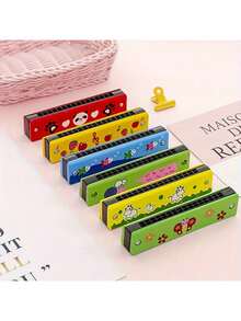 1pc/5pcs/3pcs 12 Styles Harmonica, 16-Hole Double Row Portable Cartoon Harmonica, Musical Instrument Toy Gift For Adult Beginner (Random Style & Color) - Multicolor - View 5