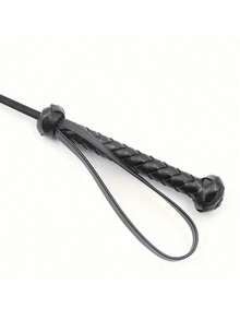 1pc PU Leather Riding Crop, Soft Flexible Flogger, Stage Prop With Non-Slip Braided Handle And Wrist Loop, Horse Riding Training Accessory - Black - View 8