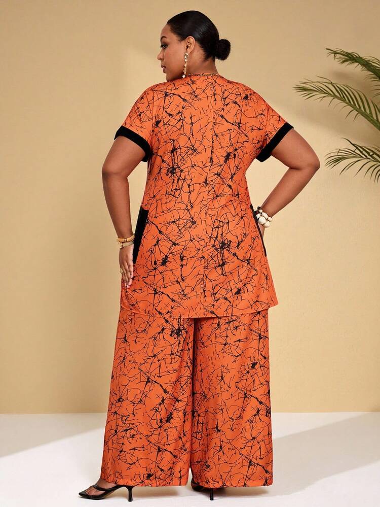 Plus Size Casual Allover Print Shirt And Pants 2 Pieces Set Women Vacation Outfit Sets Plus Vacation Outfits Woman Summer Holiday Outfits Co Ord Set  Summer Outfits Summer Clothes Spring Dress Spring Outfit Women Spring Clothing Beach Vacation Outfits For Women Vacation Dress Bohemian   Festival Outfits For Women Beach Outfits For Women  Women's Summer Two-Piece Sets