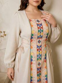 Al Najma Plus Size Women's Turkish Maxi Dress & Arabic Traditional Abaya - Apricot - View 5