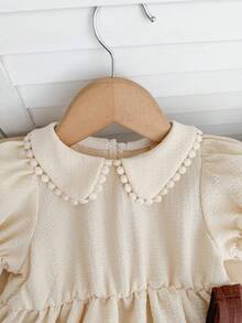 SHEIN 女婴彼得潘领花瓣袖连衣裙和背心套装，夏季 - 紫色 - 查看 6