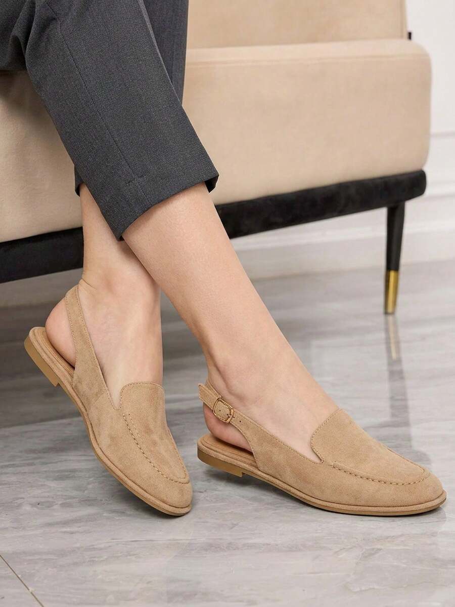 Sleekvia Giày bệt nữ màu mơ thời trang, đế mềm mại, thoải mái, đa năng cho việc đi lại, nhẹ và dễ chịu với quai hậu. - Màu be - Xem 1