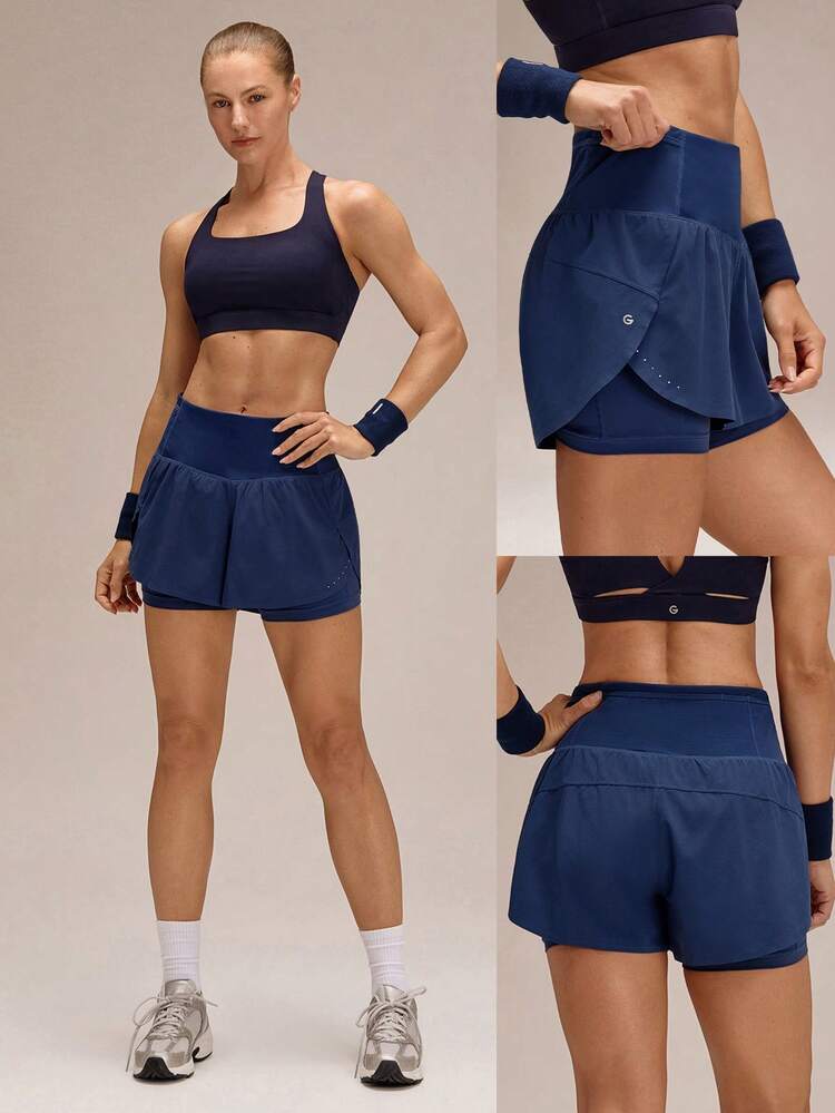 4'' VitalSwift Quick-Dry Multi-Pocket High-Rise Waist Adjustable Drawstring Waist Running Shorts With Built-In Anti-Odor Underwear Workout Running Training