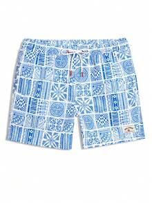 ZELFYO Men's Geometric Print Casual Beach Shorts - Blue - View 7