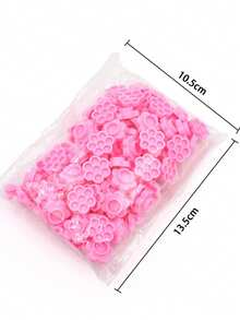 100pcs Pink Flower Shaped Glue Holder Cups For Eyelash Extension, Tattooing And Makeup - Pink - View 3