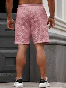 Manfinity Homme Men's Solid Color Drawstring Waist Summer Casual Shorts - Dusty Pink - View 2