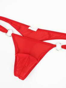 DrisQ Tanga sexy de moda para hombres con bolsillo 3D suave - Rojo - Ver 3