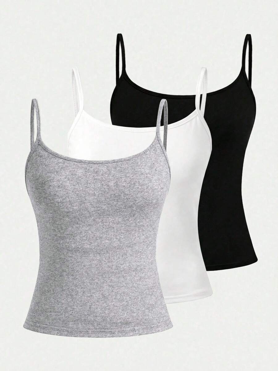 Girlism Tween Girl 3 Pieces Set: Knit Minimalist Casual Fitted Camisole - Multicolor - View 1